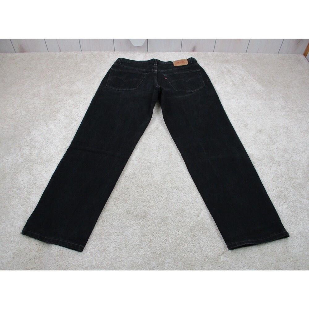 VINTAGE Levis Jeans Mens 38 Black Denim 550 Relaxed Fit Straight 38x31 USA 90s